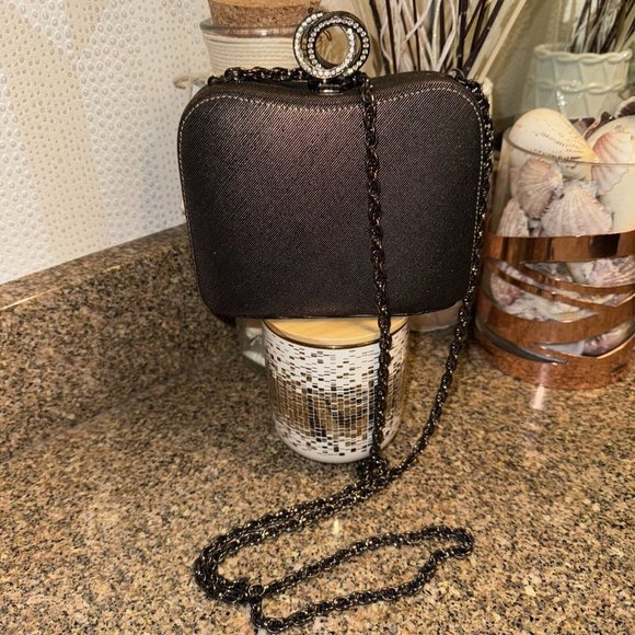 Vintage RODO ITALY Metallic Bronze Rhinestone Clasp Evening Clutch Bag‎ - Picture 4 of 8